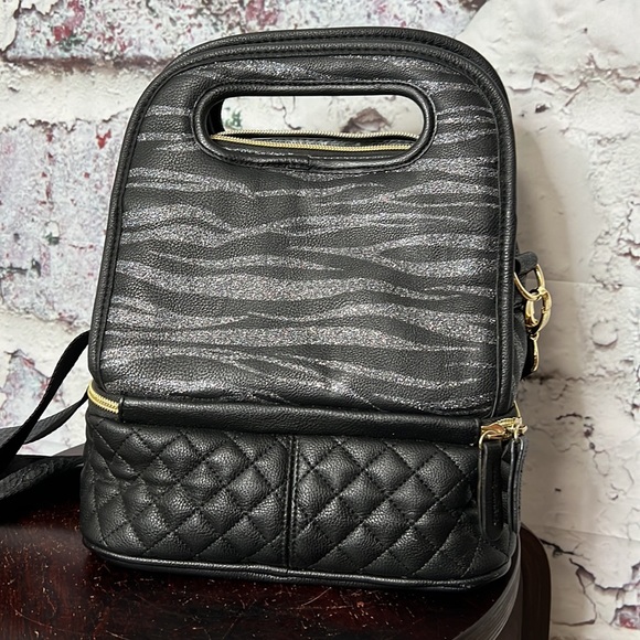 Betsey Johnson black & gold lunch tote bag hearts stars - Picture 3 of 10